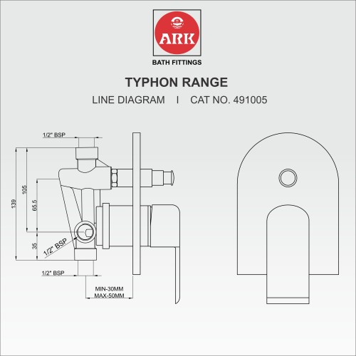 Single Lever High Flow Divertor, Ø 46mm