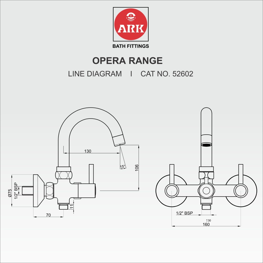 Wall Mixer Sink 2 in 1 with Swivel Spout