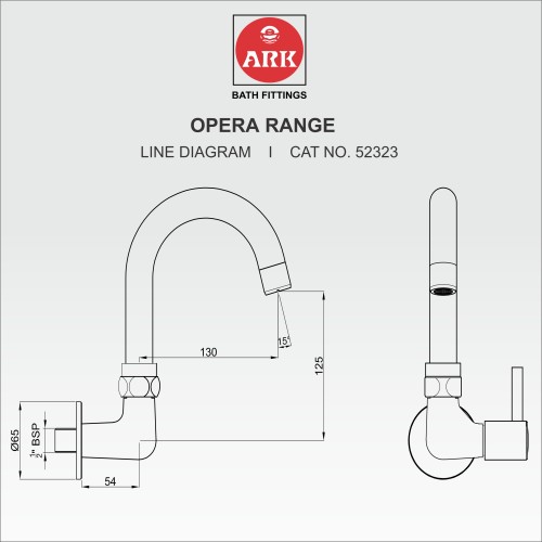 Sink Tap with Swivel Spout, Right Side Handle