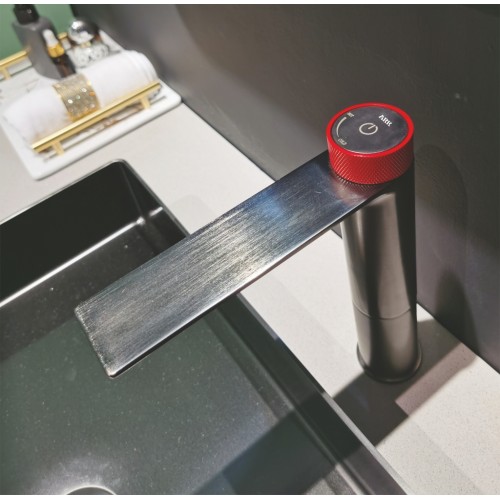 Basin Mixer Tall Boy, Disk Control, Brushed Grey & Red