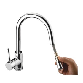 Single Lever Sink Mixer Deck Mounted with Pull Out Nozzle