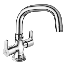 Basin One Hole Mixer with G Spout FF & Detachable Braided Hoses