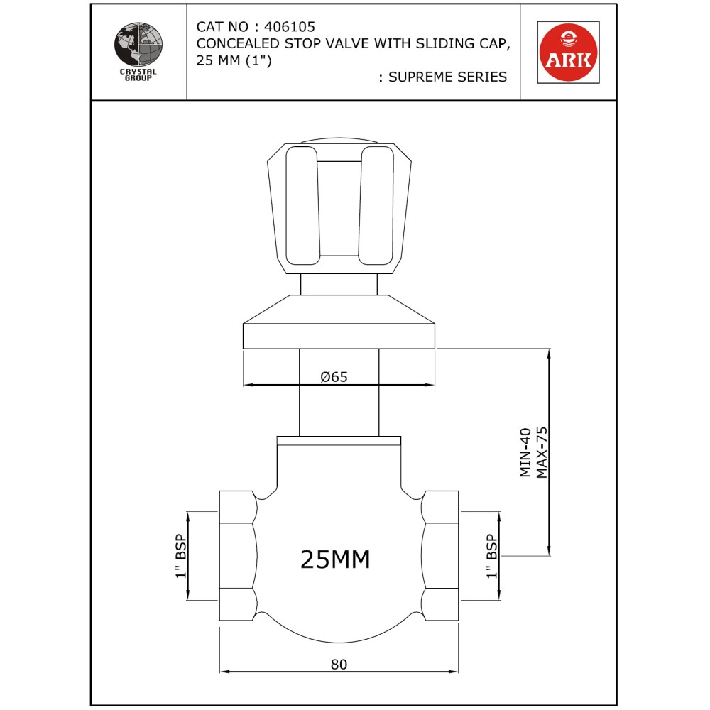 Concealed Stop Valve with Sliding Cap, 1