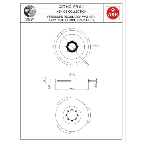 Pressure  Regulator washer,  Flow Rate 4 L/min (Dark Grey)