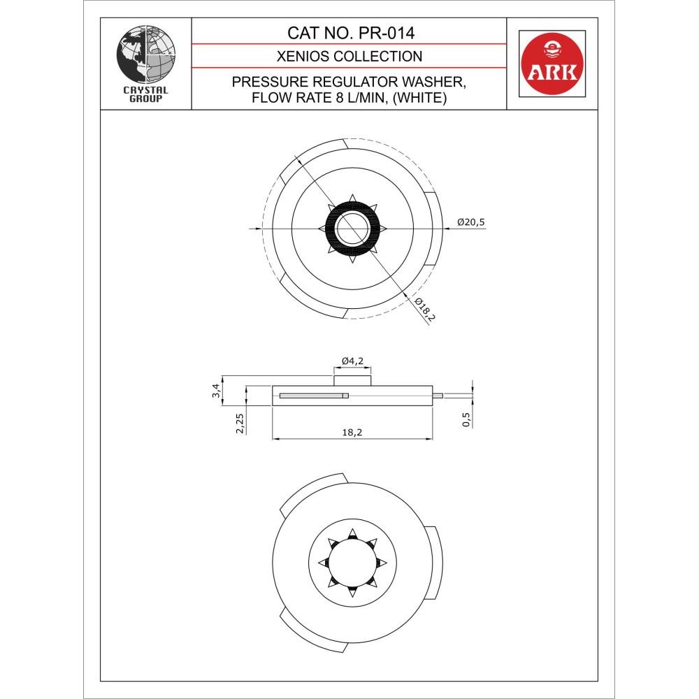 Pressure  Regulator washer,  Flow Rate 8 L/min(White)