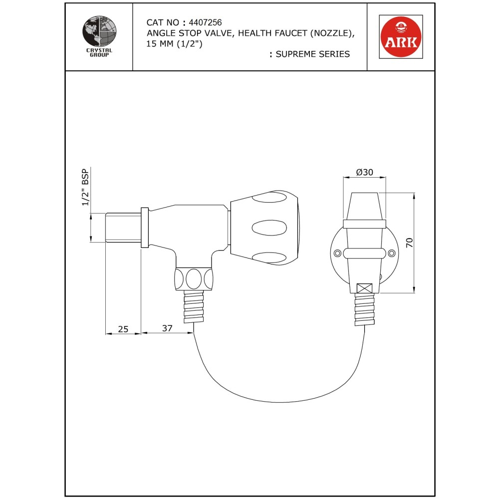 Angle Stop Valve with Nozzle, Pipe & Hook