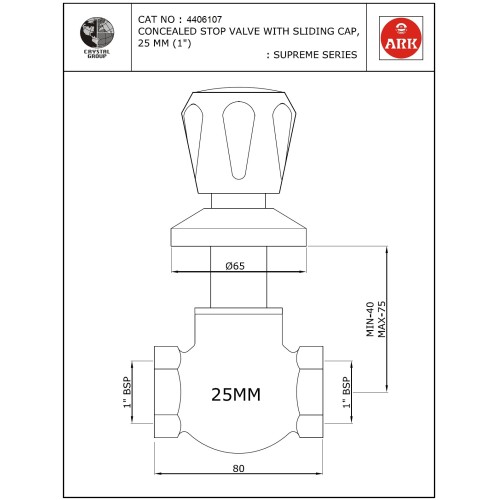 Concealed Stop Valve Extra Long 1/2
