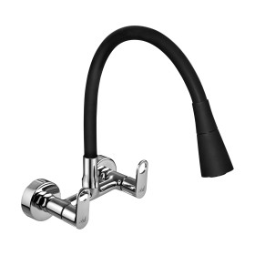 Wall Mixer Sink Swivel with Silicon Flexible Spout, Twin Spray
