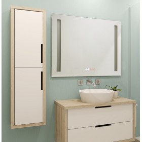 Bathroom Mirror, LED, Touch Switch, Anti Fog, Clock & Temperature, 800 x 600mm